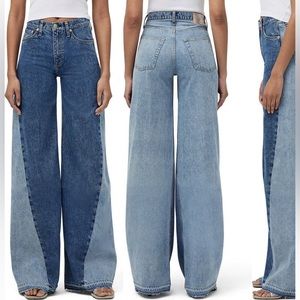 Rag & bone Sofie High-Rise Wide Leg - Two Tone double indigo size 25